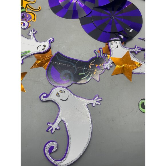 Halloween decoration set of 10 spiral handing bats pumpkin ghosts orange READ - Picture 5 of 6